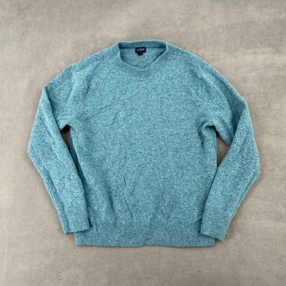 J.Crew Sweater Sz Large Blue Wool‎ Tight Knit Ribbed Crew Neck Casual Warm Wear